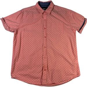 Aeropostale Button Down Shirt Mens Large Pink Pattern Short Sleeve Cotton